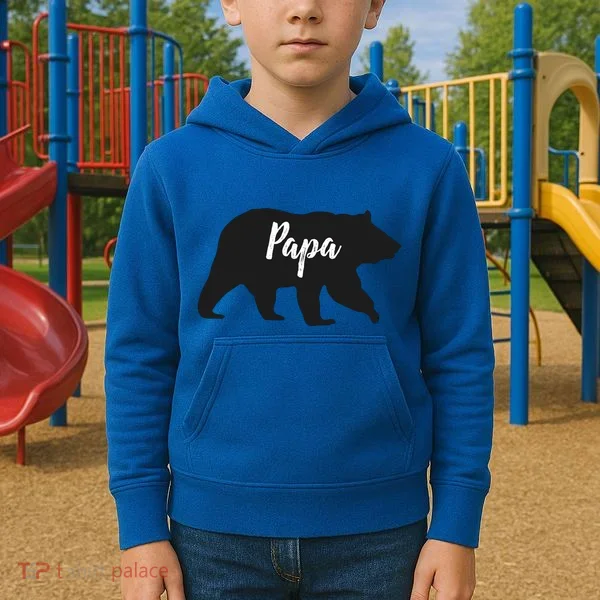 Rustic Papa Bear Funny Gift Kids Hoodie