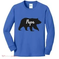 Rustic Papa Bear Funny Gift Kids Long Sleeve Shirt thumb 0