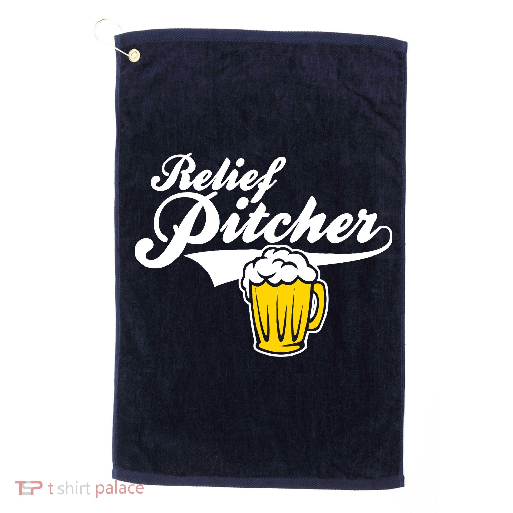 Relief Pitcher Beer And Baseball Golf Towel