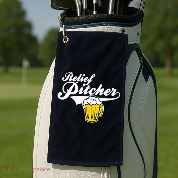 Relief Pitcher Beer And Baseball Golf Towel