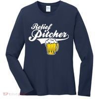 Relief Pitcher Beer And Baseball Women's Long Sleeve Shirt thumb 0