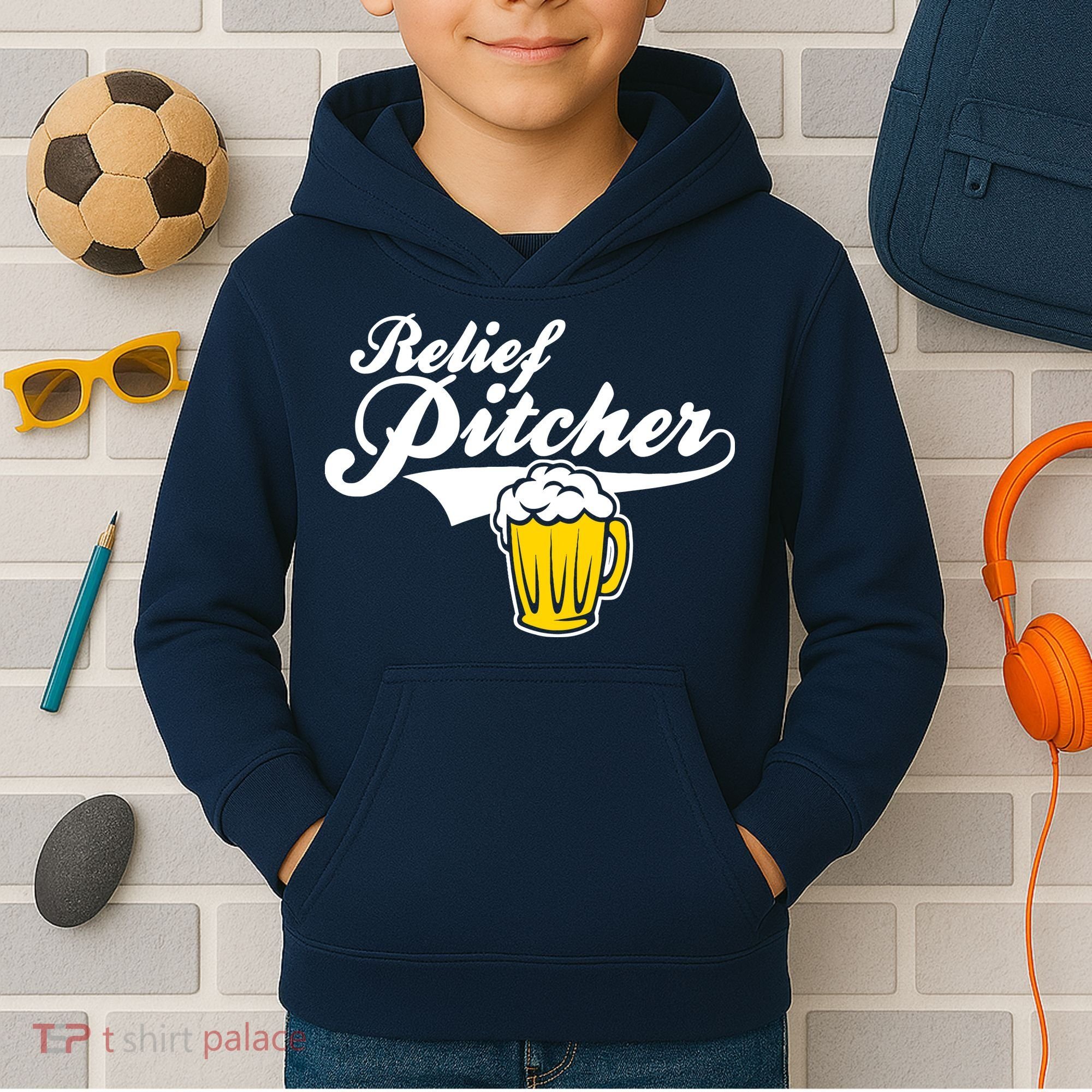 Relief Pitcher Beer And Baseball Kids Hoodie