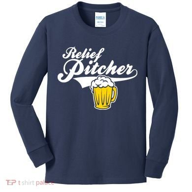 Relief Pitcher Beer And Baseball Kids Long Sleeve Shirt