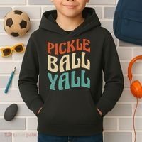 Retro Pickle Ball Yall Paddle For Team Sport Kids Hoodie thumb 2