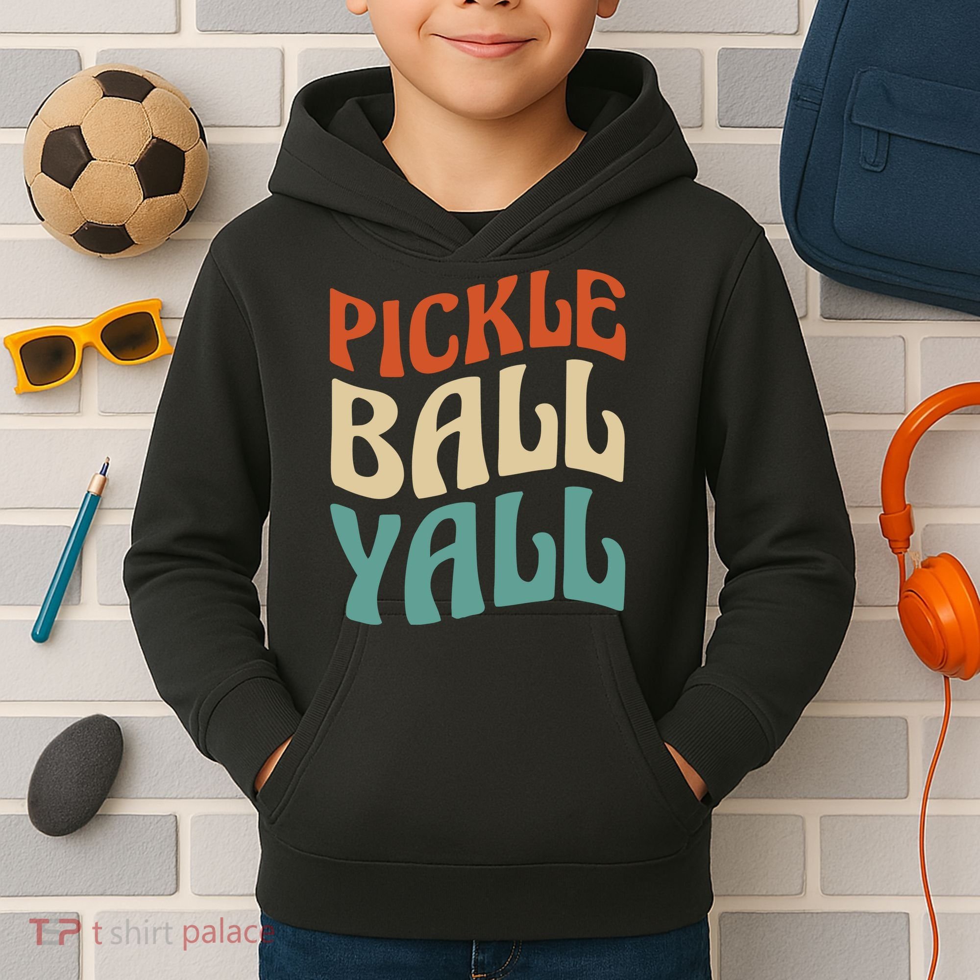 Retro Pickle Ball Yall Paddle For Team Sport Kids Hoodie