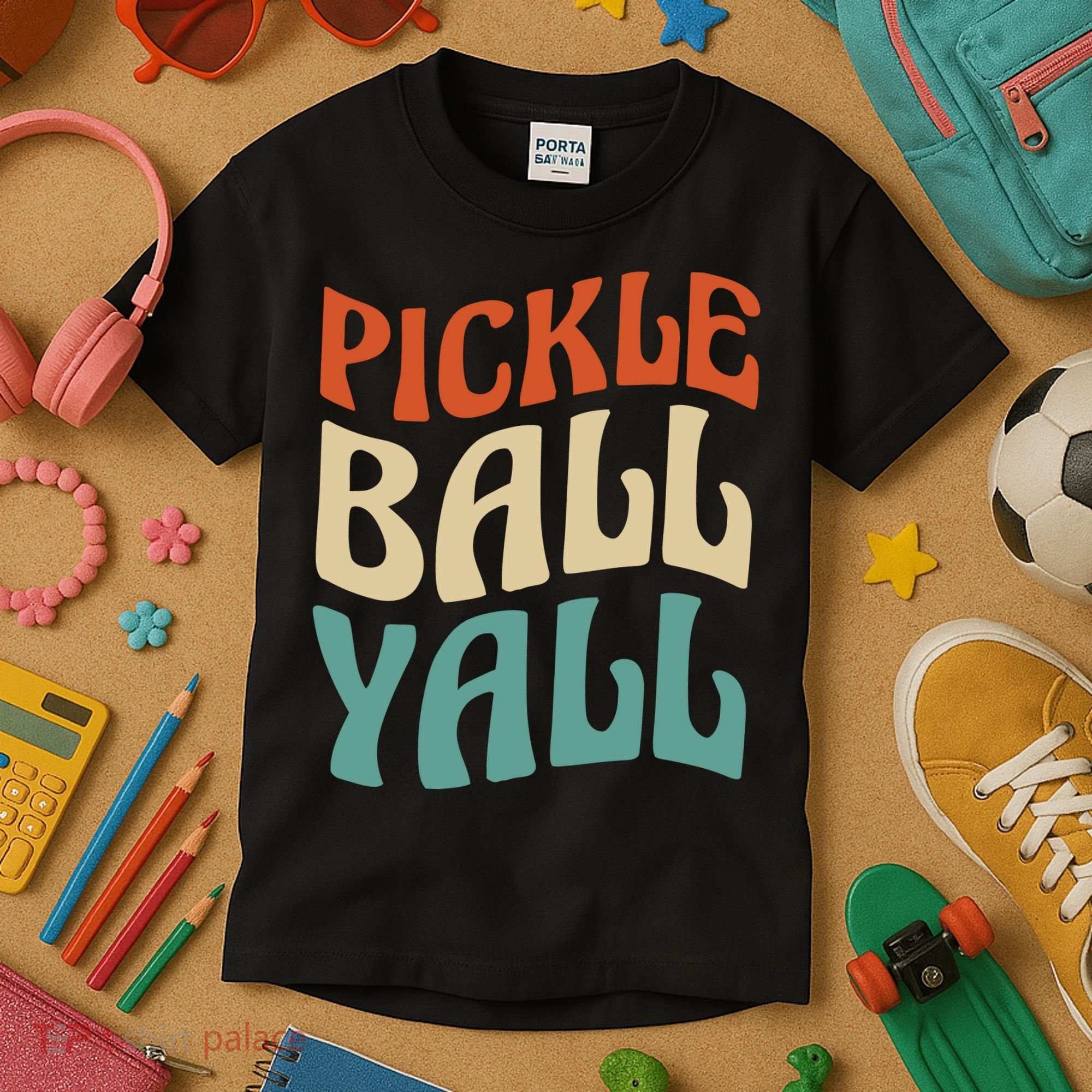 Retro Pickle Ball Yall Paddle For Team Sport Kids T-Shirt