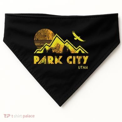 Retro Park City Utah Distressed Home USA-Made Doggie Bandana