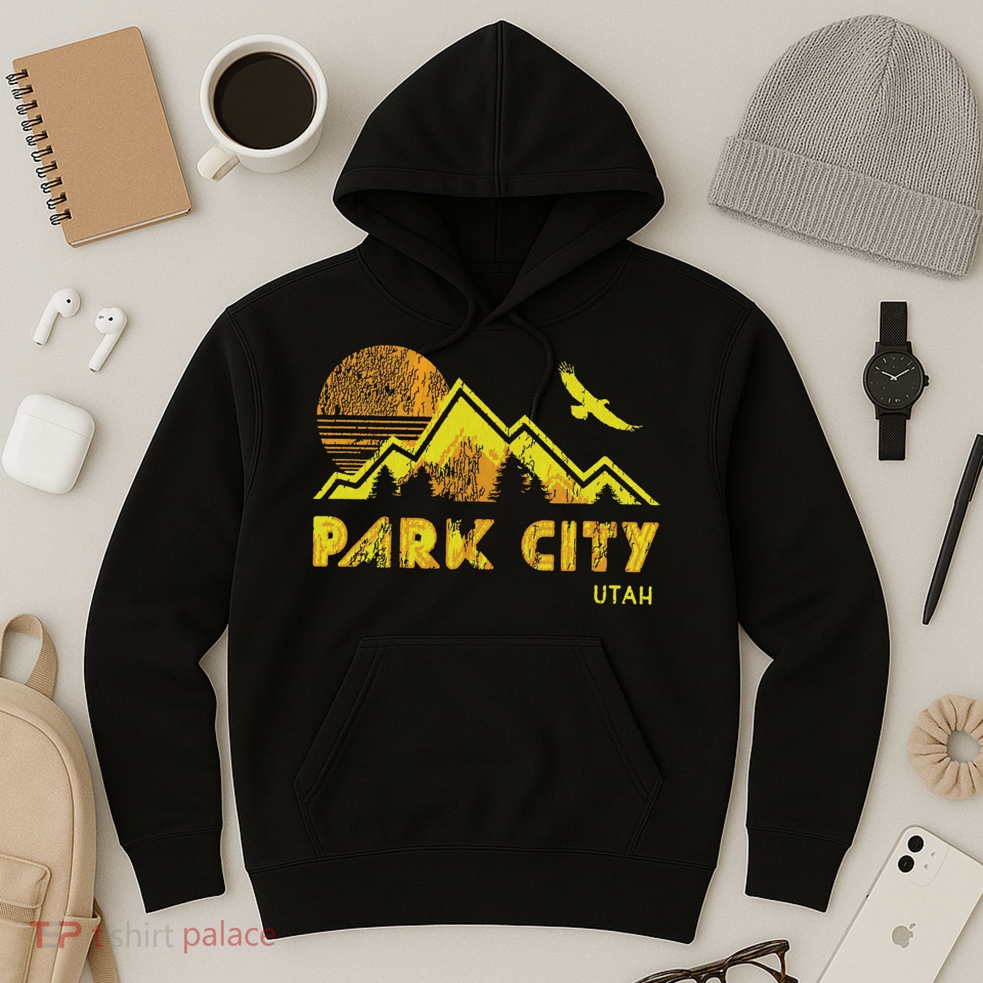 Retro Park City Utah Distressed Home Hoodie