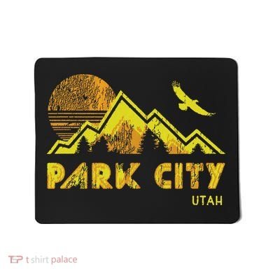 Retro Park City Utah Distressed Home Mousepad