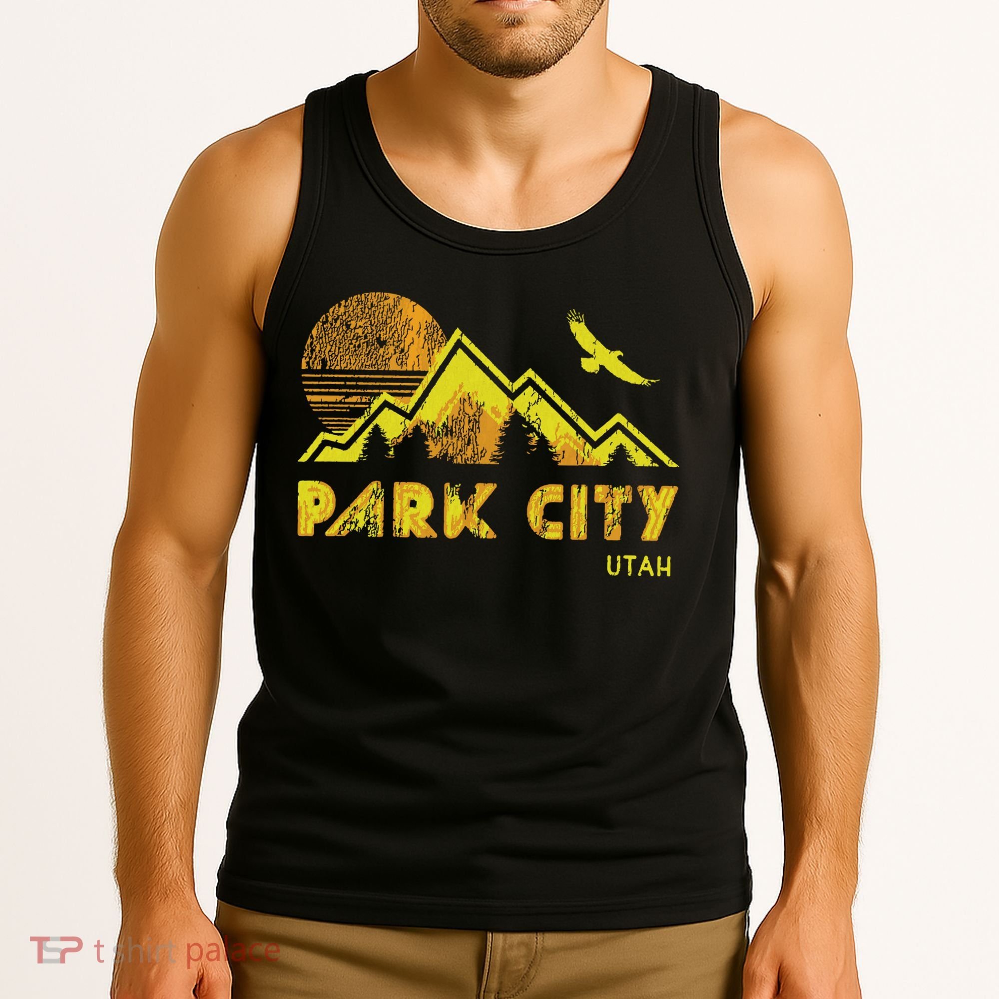 Retro Park City Utah Distressed Home Tank Top