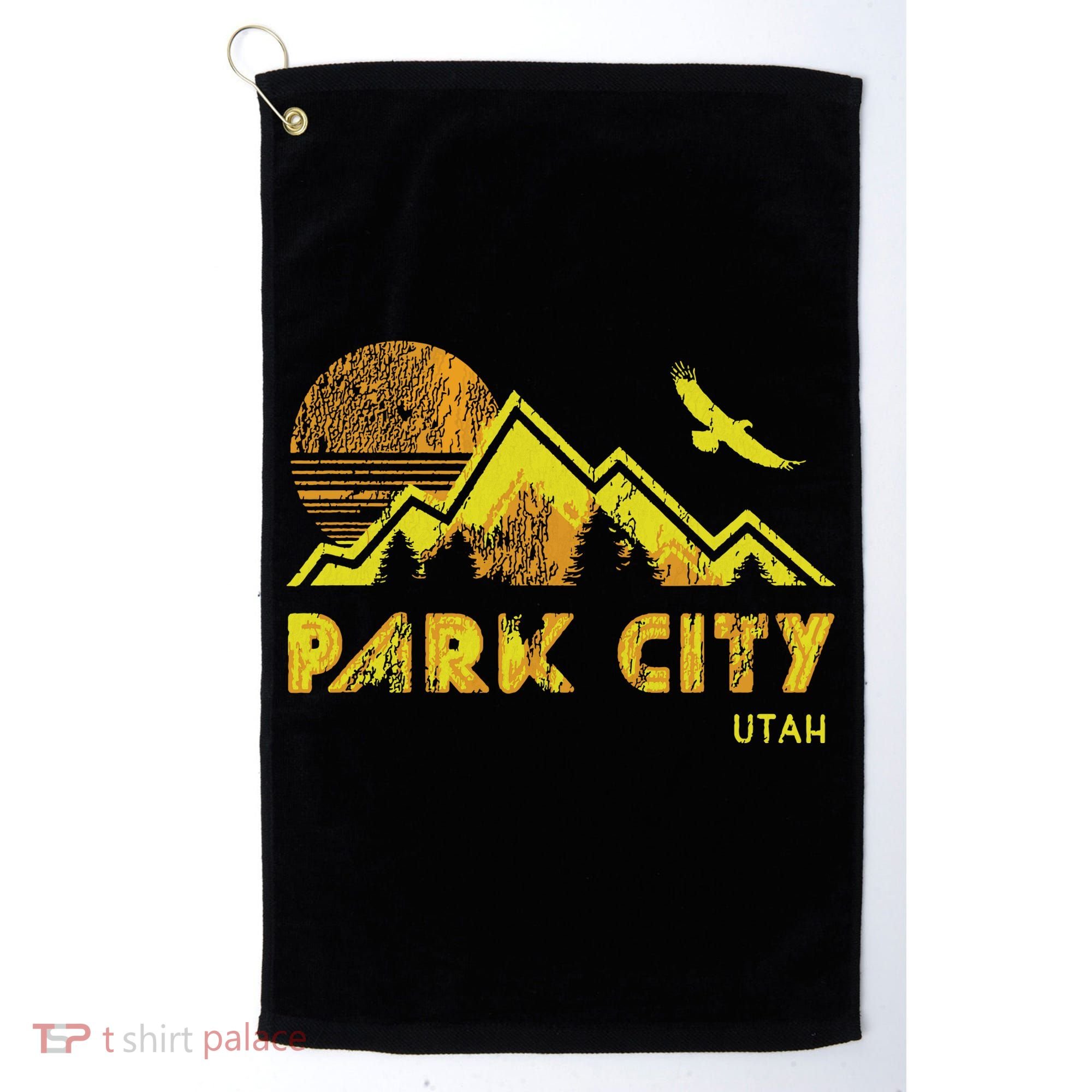 Retro Park City Utah Distressed Home Golf Towel