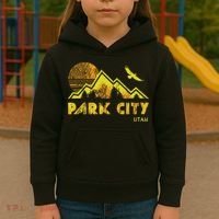 Retro Park City Utah Distressed Home Kids Hoodie thumb 3