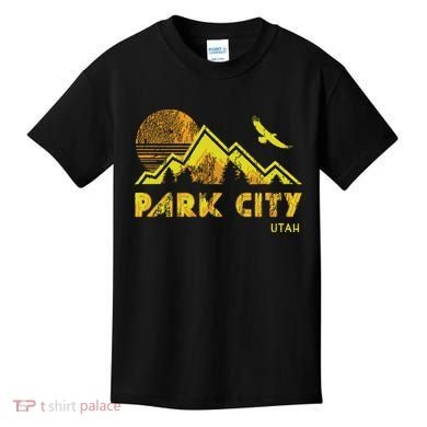 Retro Park City Utah Distressed Home Kids T-Shirt