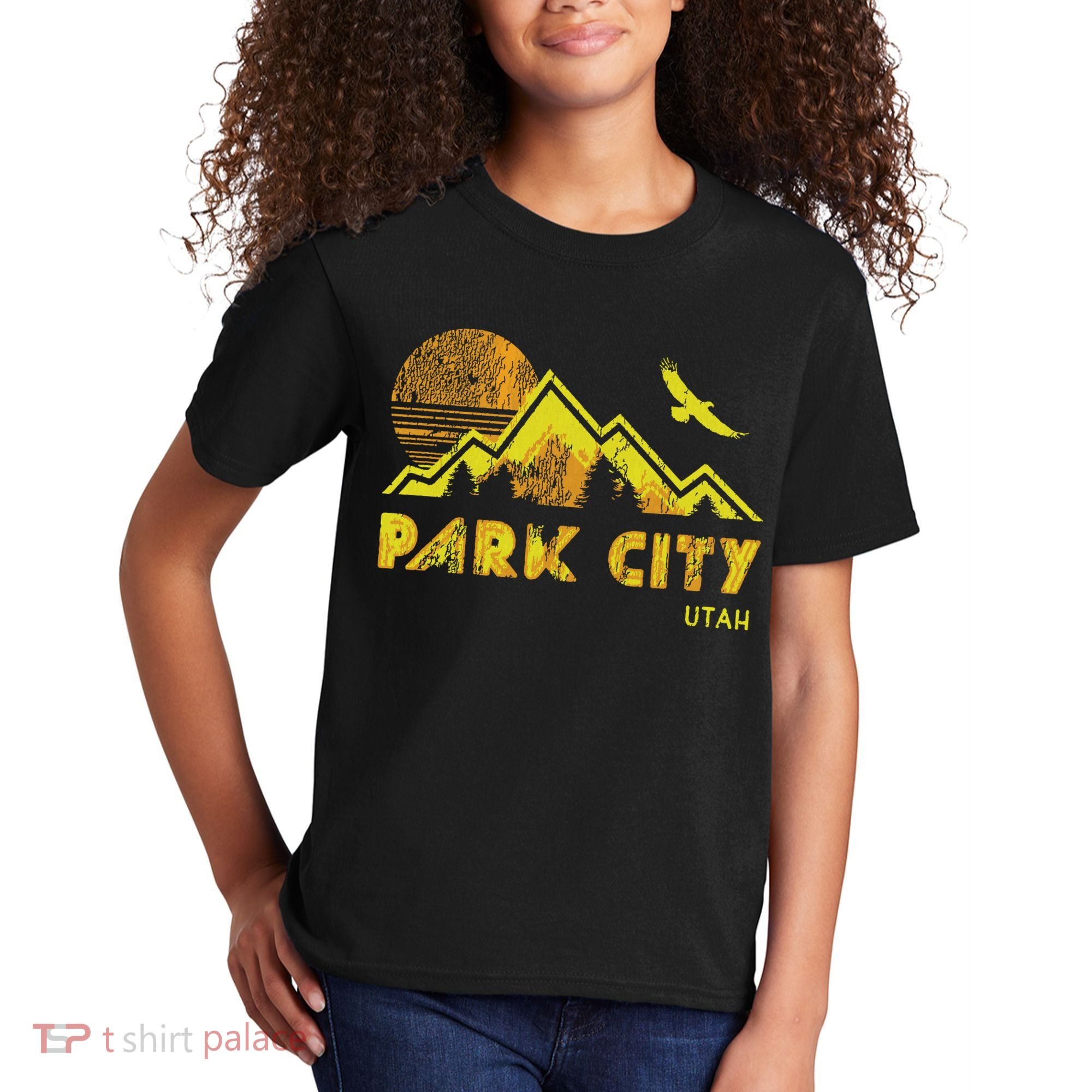 Retro Park City Utah Distressed Home Kids T-Shirt