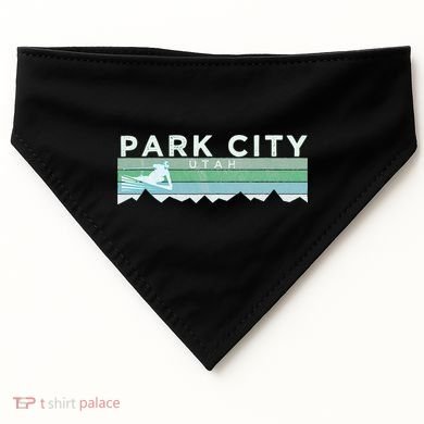 Retro Park City Utah Distressed Skiing USA-Made Doggie Bandana
