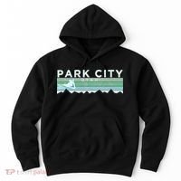 Retro Park City Utah Distressed Skiing Hoodie thumb 0