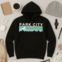Retro Park City Utah Distressed Skiing Hoodie thumb 3