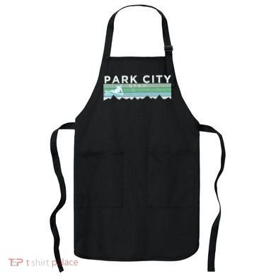 Retro Park City Utah Distressed Skiing Apron