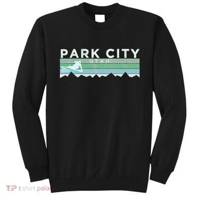 Retro Park City Utah Distressed Skiing Sweatshirt