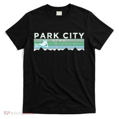 Retro Park City Utah Distressed Skiing T-Shirt