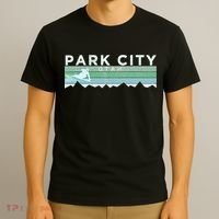 Retro Park City Utah Distressed Skiing T-Shirt thumb 3