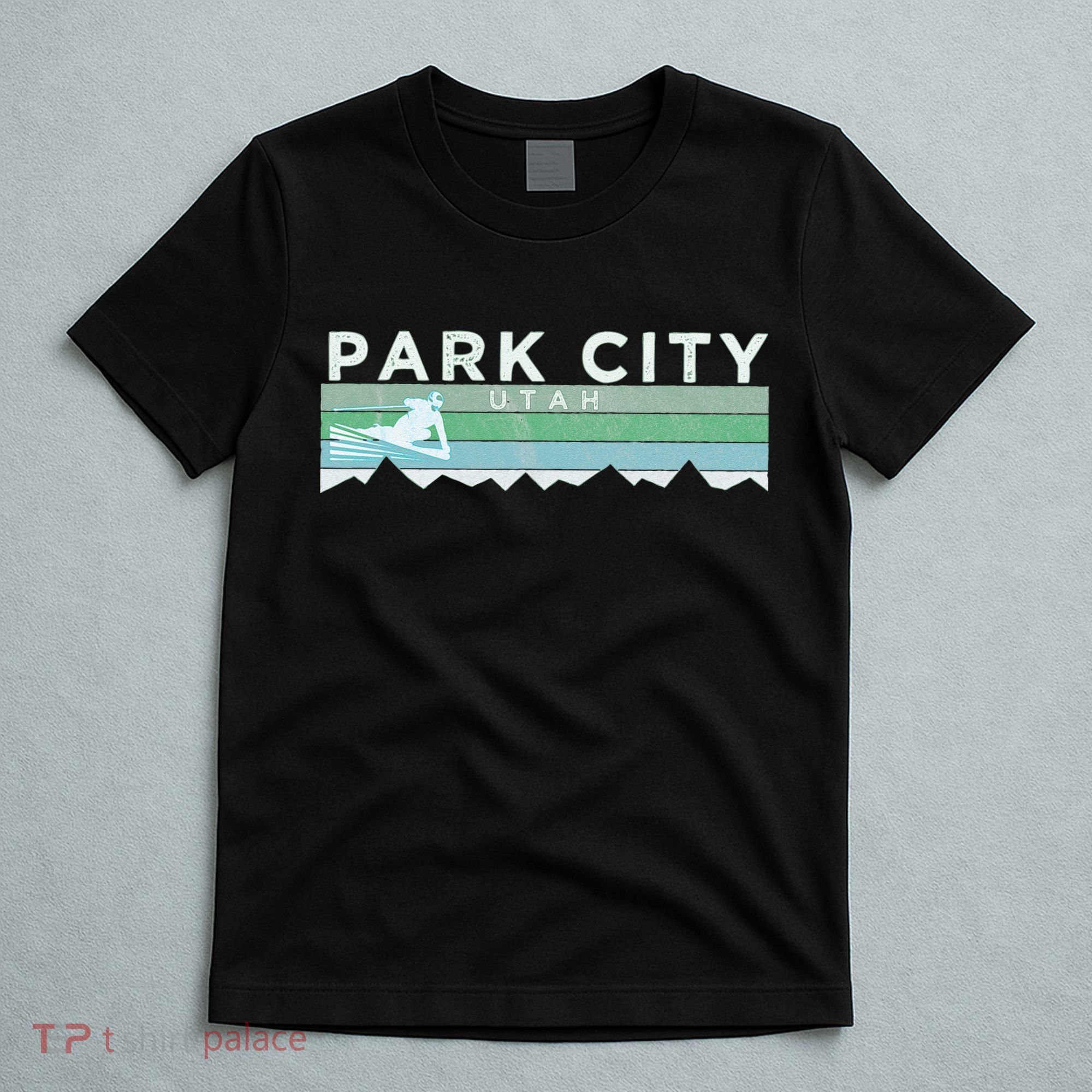 Retro Park City Utah Distressed Skiing T-Shirt