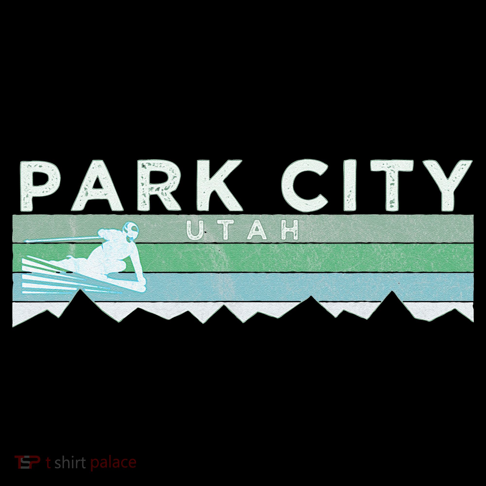 Retro Park City Utah Distressed Skiing T-Shirt