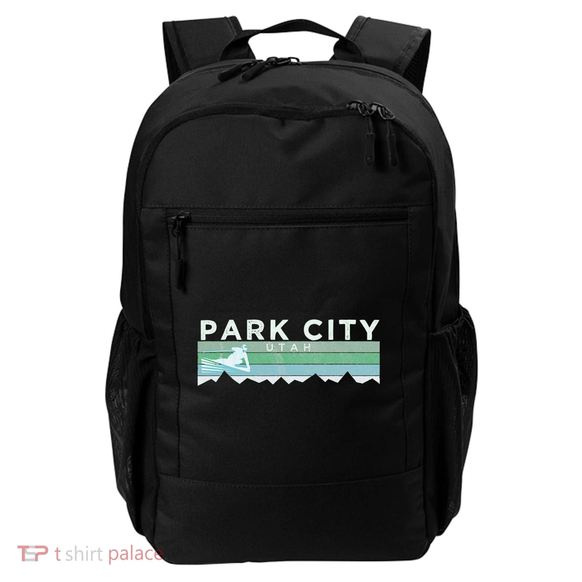 Retro Park City Utah Distressed Skiing Backpack