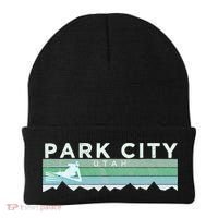 Retro Park City Utah Distressed Skiing Beanie thumb 0