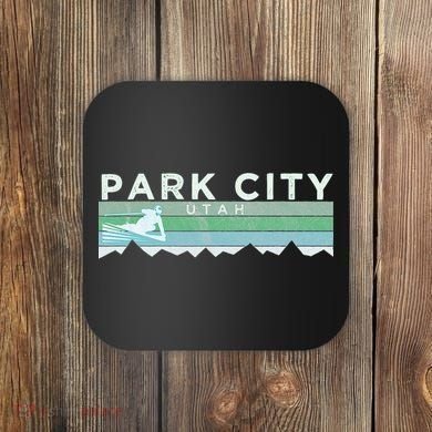 Retro Park City Utah Distressed Skiing Coaster