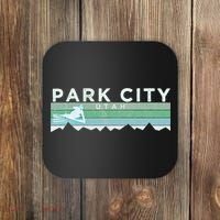 Retro Park City Utah Distressed Skiing Coaster thumb 0