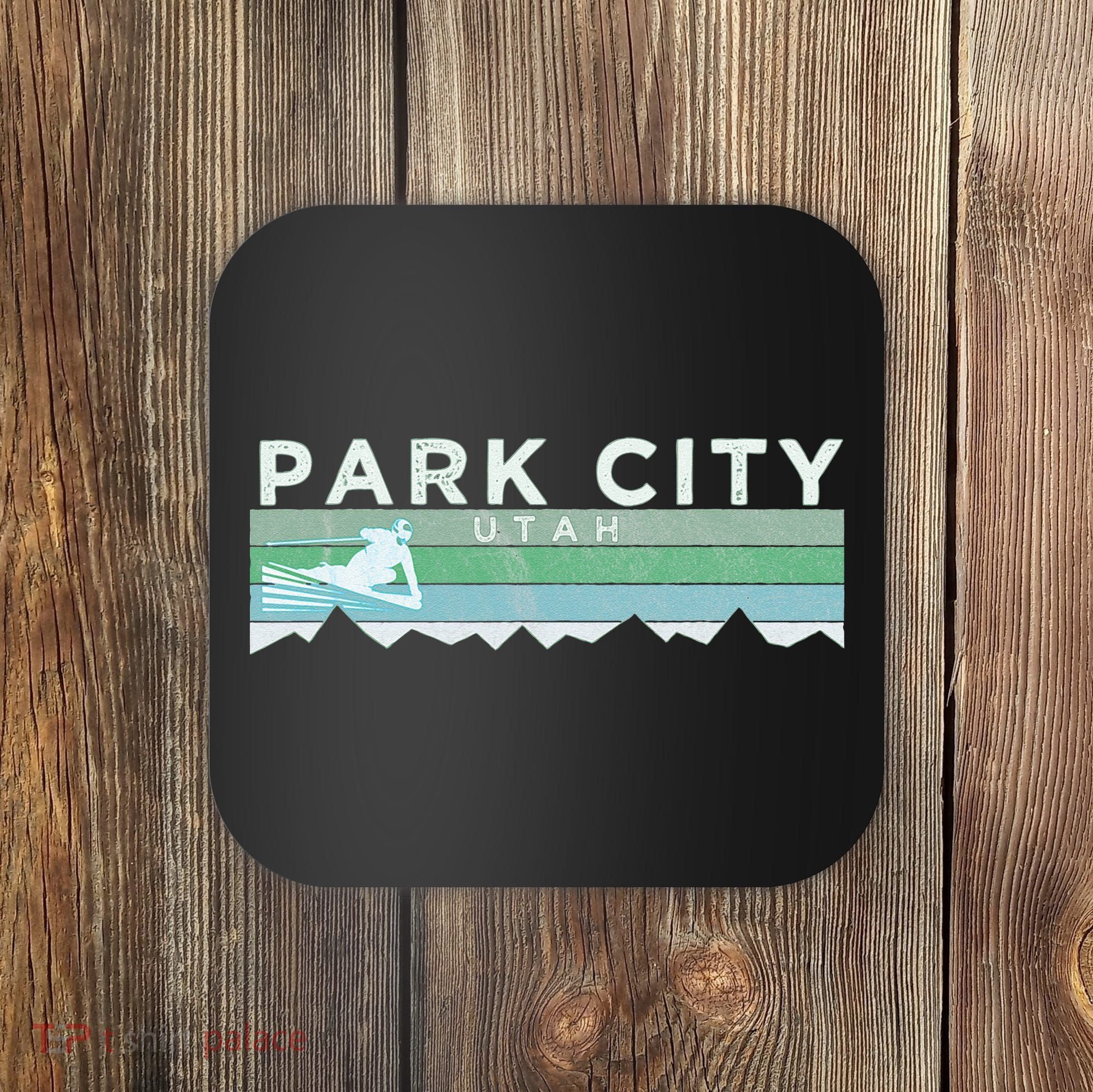 Retro Park City Utah Distressed Skiing Coaster