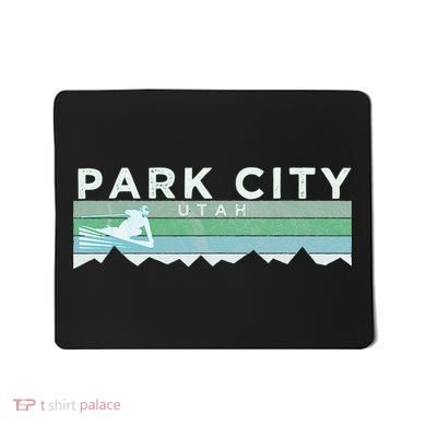 Retro Park City Utah Distressed Skiing Mousepad