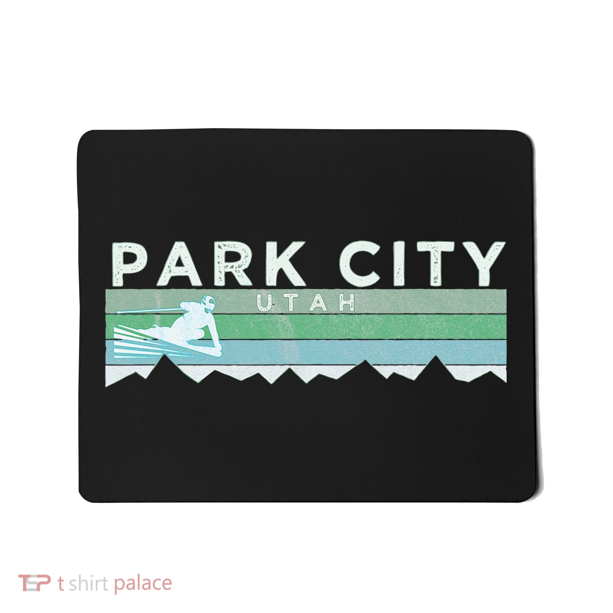 Retro Park City Utah Distressed Skiing Mousepad