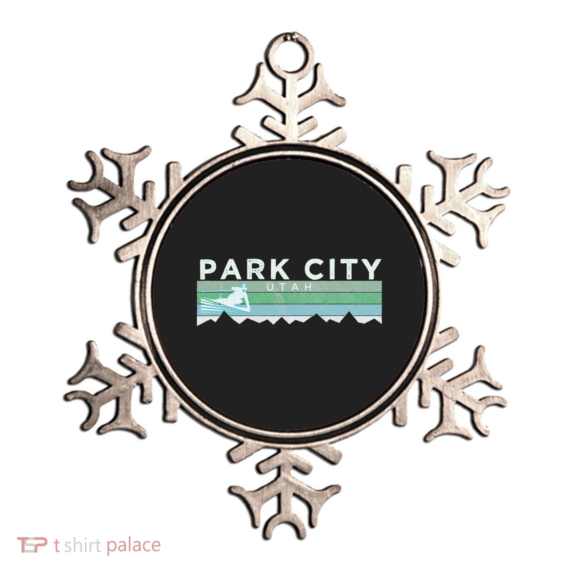 Retro Park City Utah Distressed Skiing Ornament