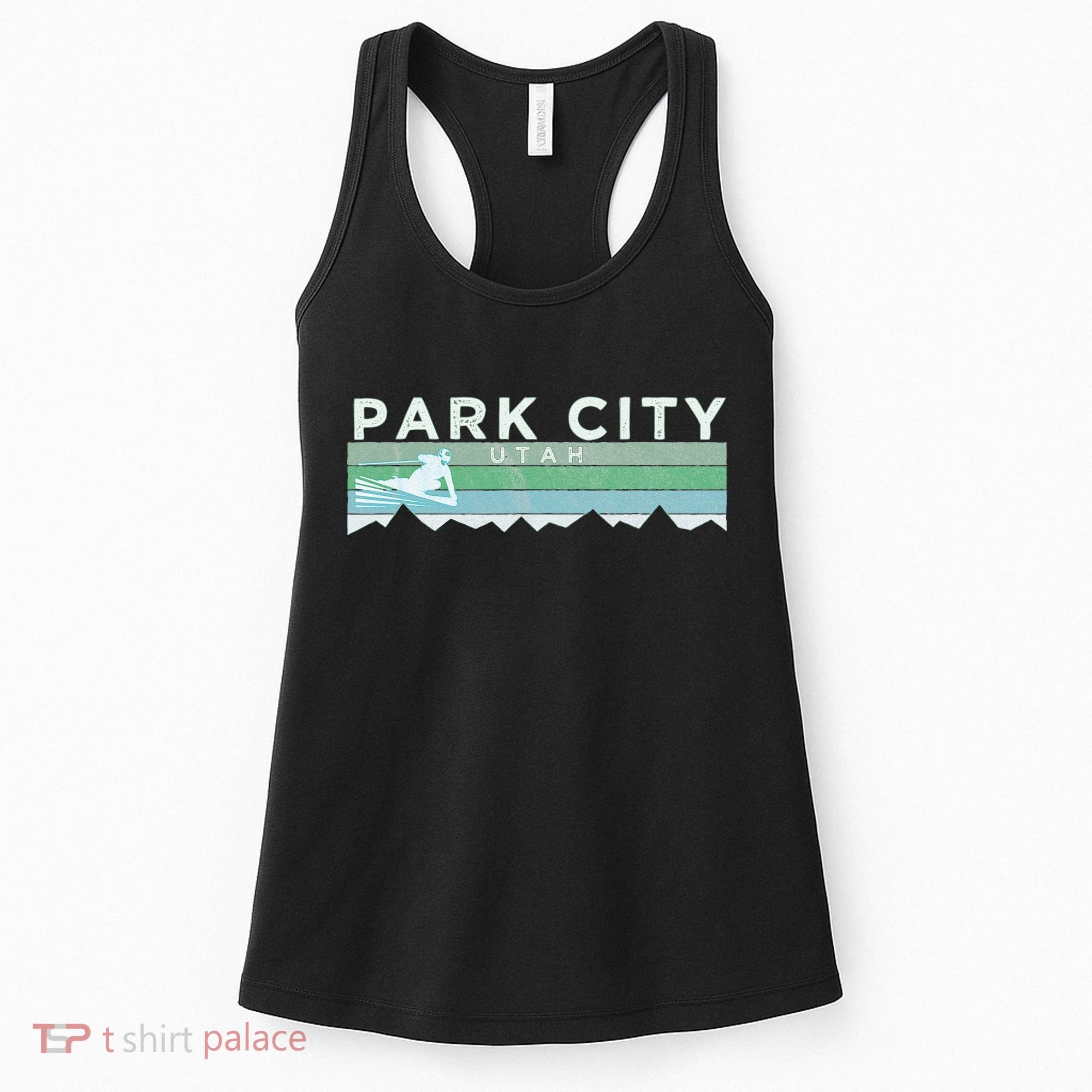 Retro Park City Utah Distressed Skiing Women's Tank Top