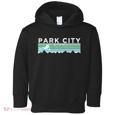 Retro Park City Utah Distressed Skiing Toddler Hoodie