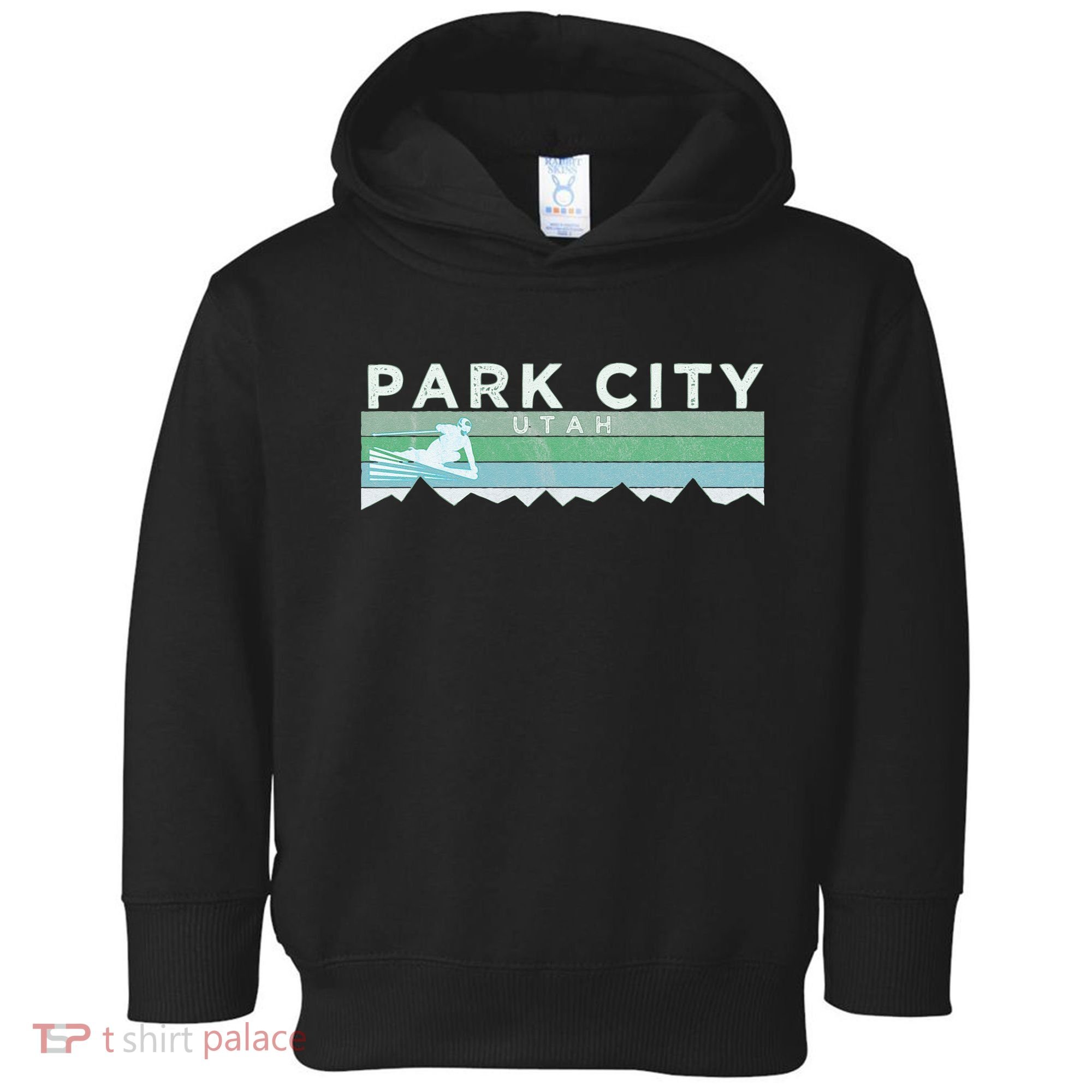 Retro Park City Utah Distressed Skiing Toddler Hoodie