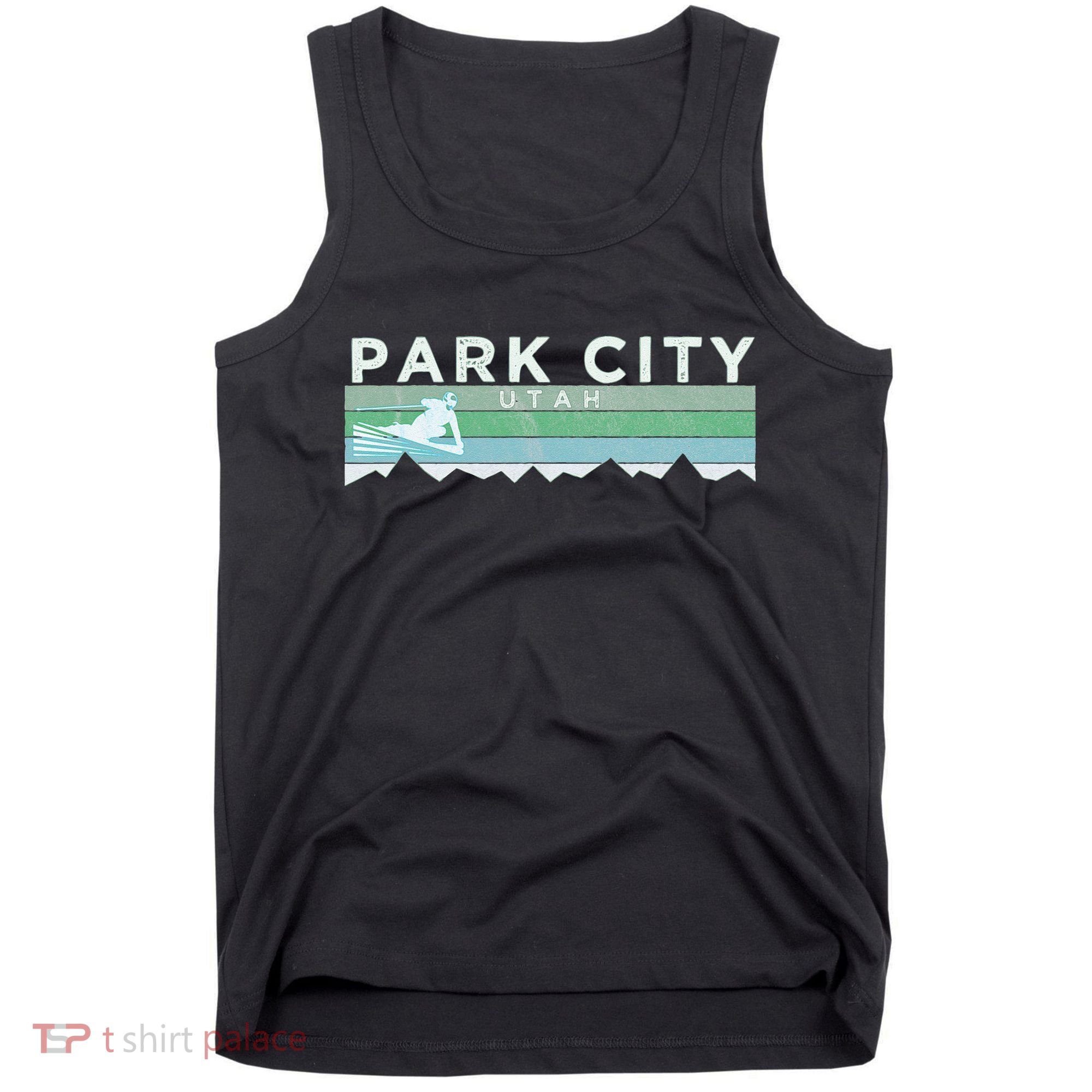 Retro Park City Utah Distressed Skiing Tank Top