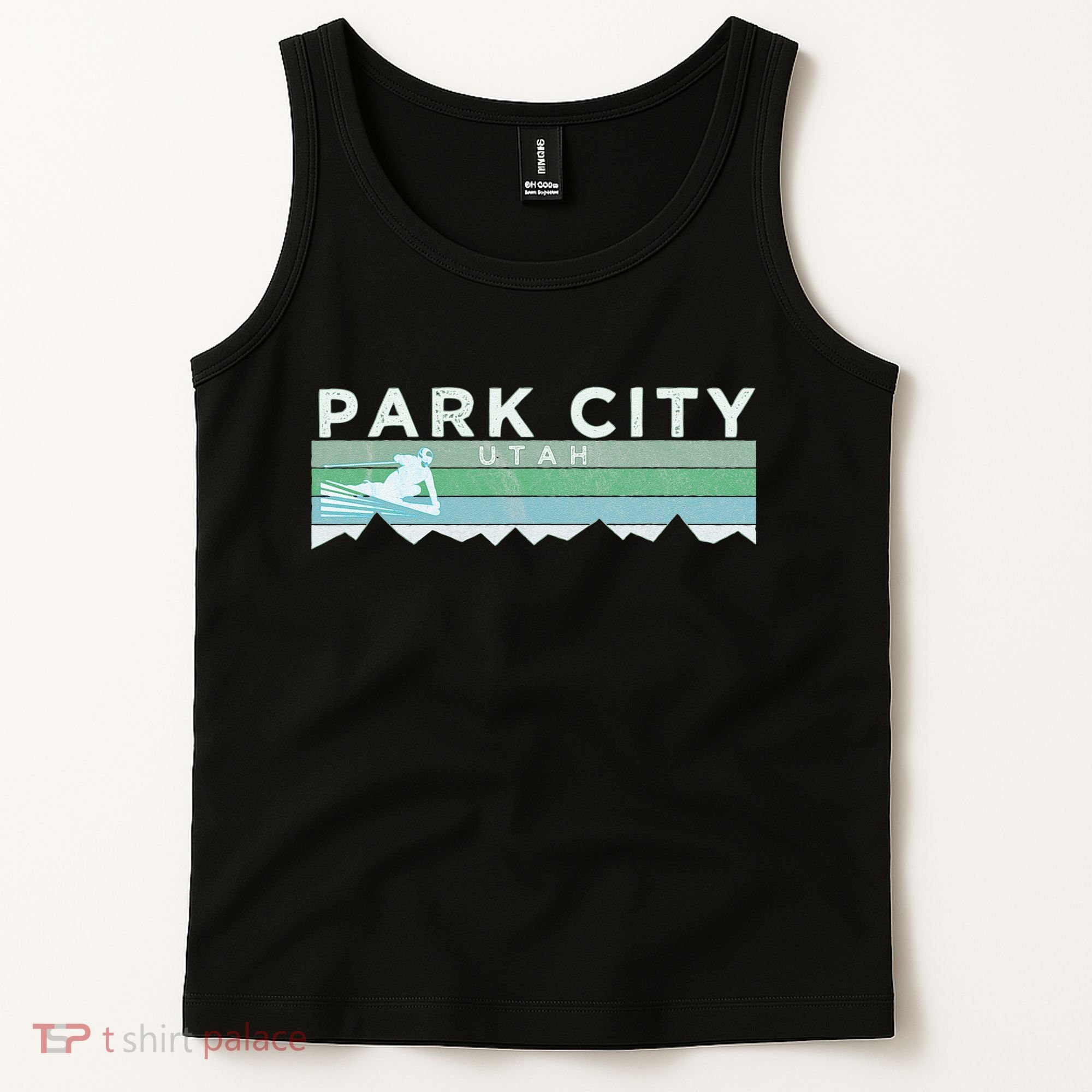 Retro Park City Utah Distressed Skiing Tank Top