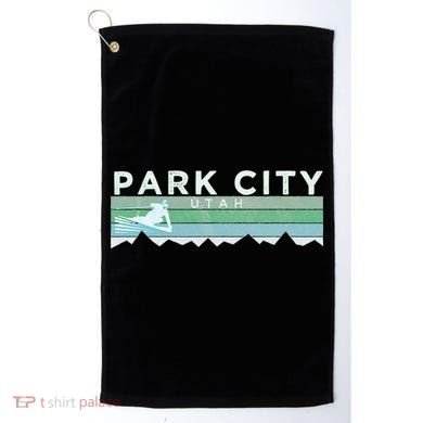 Retro Park City Utah Distressed Skiing Golf Towel