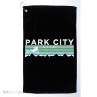 Retro Park City Utah Distressed Skiing Golf Towel thumb 0