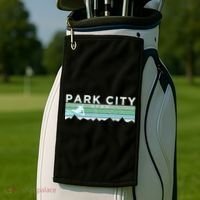 Retro Park City Utah Distressed Skiing Golf Towel thumb 2