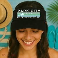Retro Park City Utah Distressed Skiing Visor thumb 2