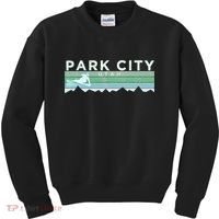 Retro Park City Utah Distressed Skiing Kids Sweatshirt thumb 0