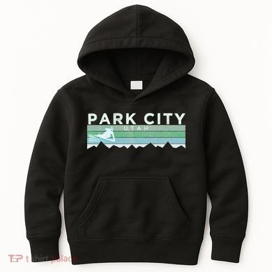 Retro Park City Utah Distressed Skiing Kids Hoodie
