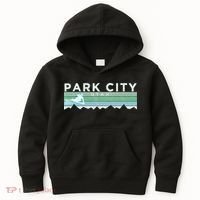 Retro Park City Utah Distressed Skiing Kids Hoodie thumb 0