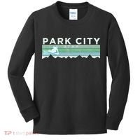 Retro Park City Utah Distressed Skiing Kids Long Sleeve Shirt thumb 0