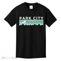 Retro Park City Utah Distressed Skiing Kids T-Shirt thumb 0