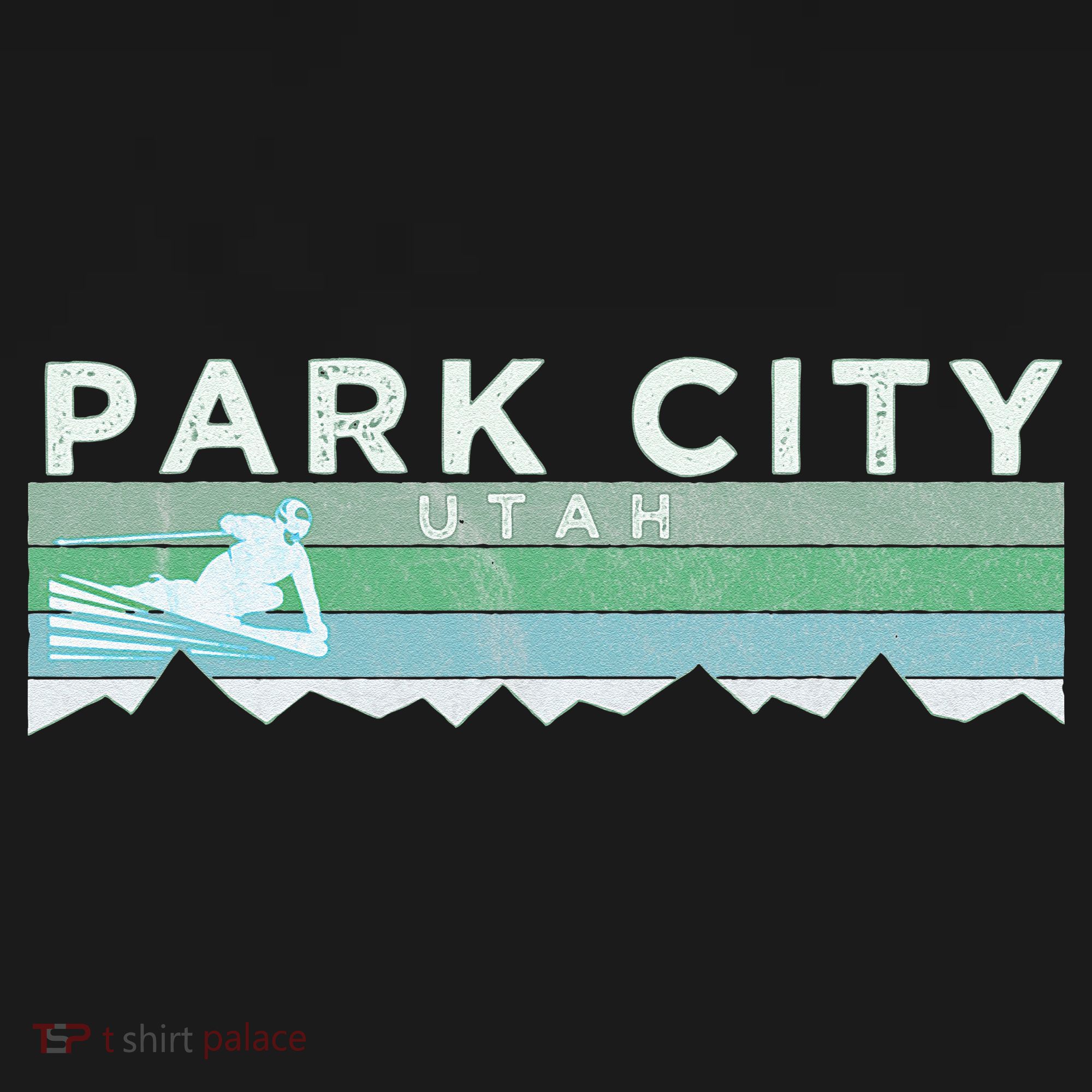 Retro Park City Utah Distressed Skiing Kids T-Shirt